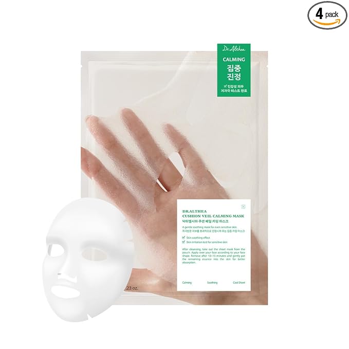 Dr.Althea Dr.Althea Cushion Veil Calming Mask | Cooling Mask to Help Reducess Redness | Soothe Irritated Skin with CICA Complex | Vegan Korean Skincare (Pack of 4) Makeup/Base