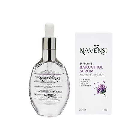 Navensi Bakuchiol Face Serum 50ml | Natural Retinol Alternative Bakuchiol Serum For Face With Hyaluronic Acid & Vitamin C | Hydrating, Firming & Anti Aging Serum for Wrinkles, Uneven Tone & Dull Skin Serum
