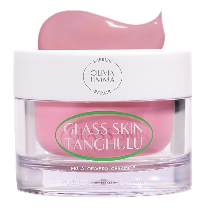 OLIVIAUMMA OLIVIAUMMA Glass Skin Tanghulu Fig Pudding Calming Cream - Korean Face Moisturizer for Dry Skin - Ceramide + Aloe Vera - Lightweight Pudding Texture - Deep Hydration & Moisture Barrier Support - 50g Moisturiser
