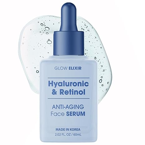 Glow Elixir Glow Elixir Retinol Serum for Face with Hyaluronic Acid – Hydrating Anti-Aging Face Serum for Wrinkles Fine Lines & Uneven Skin Tone – Dermatologist Tested Korean Skin Care – Clean Beauty – 2.02 Fl Oz Serum