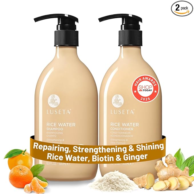 L LUSETA Luseta Rice Water Shampoo and conditioner Set Strengthening & Nourishing Revitalizes Shine for All Hair Types Hydrating & Frizz Control for Women and Men 16.9oz*2 skincare