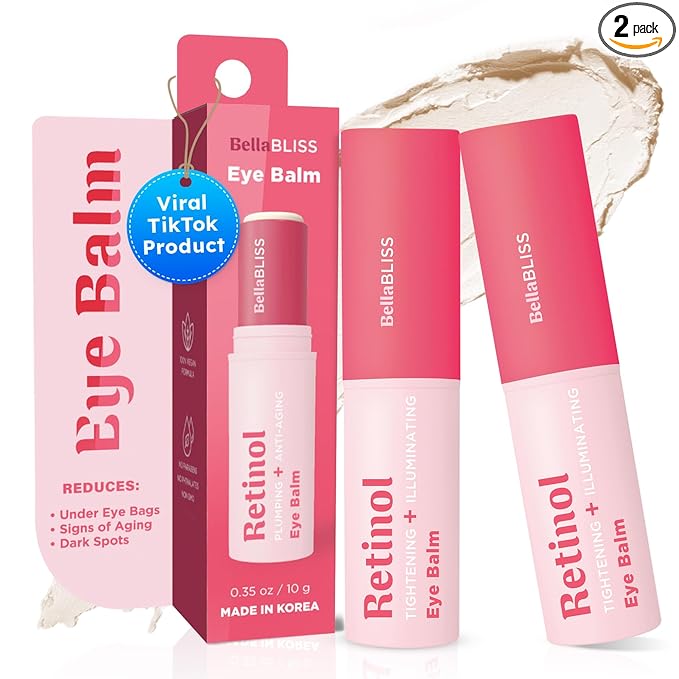 Bella Bliss BellaBLISS Retinol Eye Balm – Hydrating Under Eye Cream for Wrinkles, Dark Circles & Puffiness – Lightweight Anti-Aging Formula – Made in Korea – 0.35 oz / 10 g – Pack of 2 Eye Cream