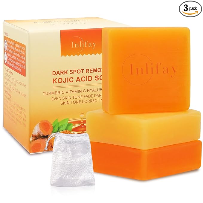 Inlifay Inlifay Kojic Acid Turmeric Soap: Dark Spot Remover for Face Body - Skin Cleansing Bar for Women with Hyperpigmentation - Home Travel Use in Summer skincare