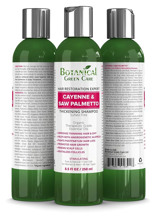 Botanical Green Care Botanical Green Care Hair Growth Shampoo Duo – Saw Palmetto + Rosemary & Lemongrass – Hair Loss & Thickening Set for Men & Women – Sulfate-Free skincare