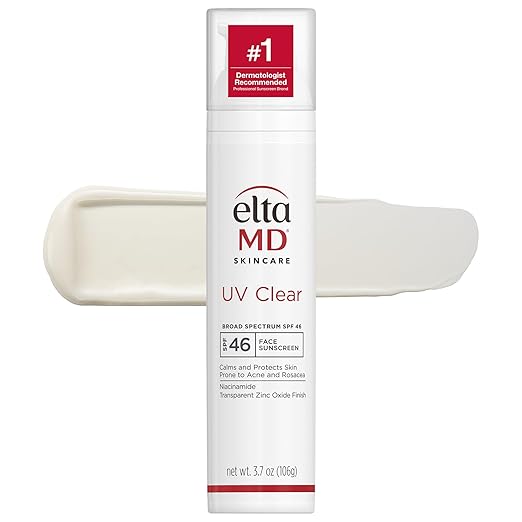 EltaMD UV Clear Tinted Face Sunscreen SPF 46, Oil Free Sunscreen for Sensitive Skin with Zinc Oxide, Dermatologist Recommended Makeup/Base