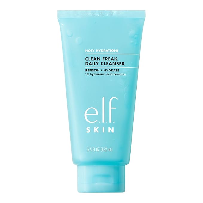 e.l.f. e.l.f. SKIN Holy Hydration! Clean Freak Daily Cleanser, Gentle Hydrating Gel Face Cleanser, Made With Hyaluronic Acid, Vegan & Cruelty-Free, 5.5 fl oz Korean face wash
