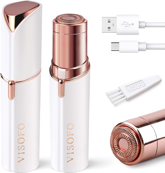 VISOFO Facial Hair Removal for Women | Upper Lip Mustache Remover Device Face Shaver Woman Chin Peach Fuzz Electric Trimmer Dermaplane Female Razor Ladies Tweezers Lady Epilator Girls by VISOFO (White) skincare