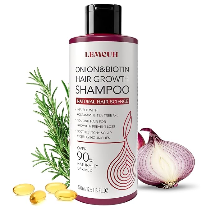 Lemcuh Rosemary Shampoo with Onion & Biotin: Volumizing Shampoo for Thicker-Looking Hair - Smooths Scalp With Tea Tree & Ginger - Thickening Formula Support Hair Regrowth For Women Men 12.5 (12.5 Fl Oz) skincare