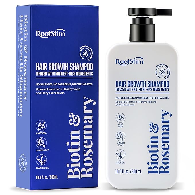 RootStim Biotin & Rosemary Shampoo for Hair Growth: Hair Loss Shampoo for Thinning Hair Infused with Natural Nutrient Rich Ingredients for Hair thickening Sulfate Free 10 fl oz skincare