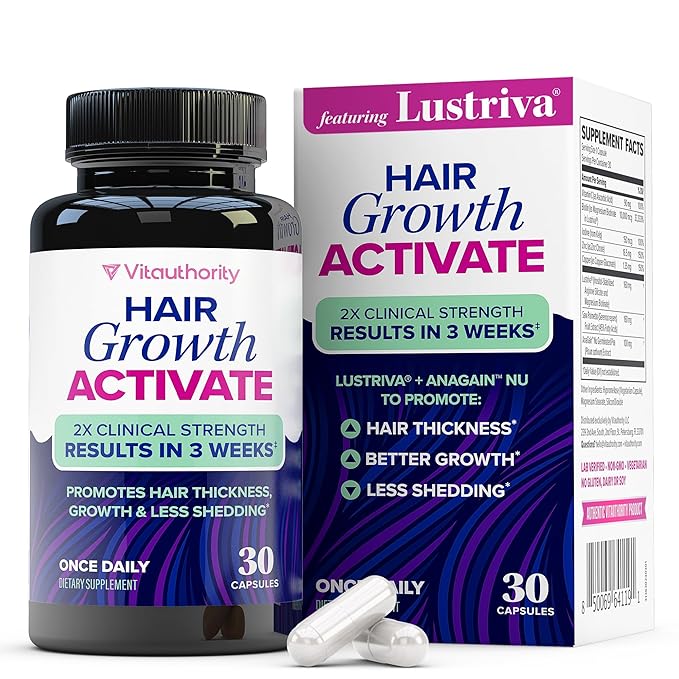 Vitauthority Lustriva Hair Growth Supplement for Women | Lustriva & DHT Blocker Vitamins for Thicker Fuller Locks Biotin Saw Palmetto Zinc & Copper | Reduce Shedding & Support Hair Loss for Men & Women 30 Capsules skincare