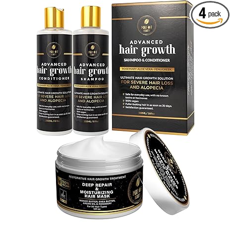 MAKOF BEAUTY Rosemary Hair Growth Shampoo & Conditioner, Advanced hair treatment Set, Hair Treatment For Severe Hair loss Thinning hair. (TREATMENT & GROWTH/Shampoo Conditioner and Butter treatment) skincare