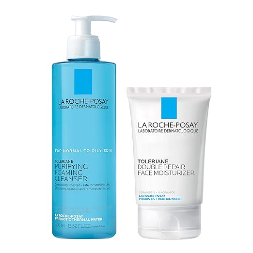 Bundle of La Roche-Posay Toleriane Purifying Foaming Facial Cleanser + Toleriane Double Repair Face Moisturizer Korean face wash