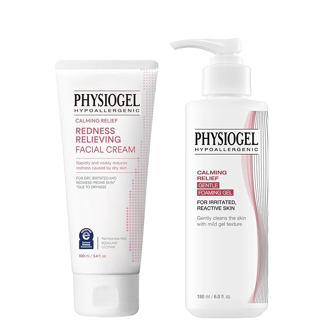 PHYSIOGEL Physiogel Calming Relief Cream and Gel FOAMING Cleanser, Reduces Redness in just 3 days, Hypoallergenic, Korean Skin care Water Cleanser