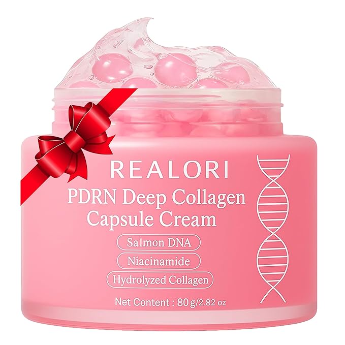 realori PDRN Capsule Cream with Vitamin C & Collagen – Korean Boba Moisturizer for Face, Pink Jelly Cream for Deep Hydration, Skin Repair, and Glow – Korean Skincare Gel for All Skin Types Moisturiser
