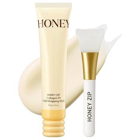HONEY ZIP HONEY ZIP Korean Collagen Wrapping Mask with Jelly Brush, Honey Peel Off Mask for Hydrating, Elasticity and Glass Skin, Suitable for All Skin Types, 60g skincare