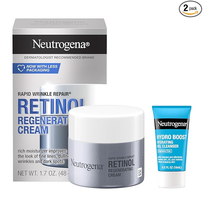 Neutrogena Neutrogena Rapid Wrinkle Repair Retinol Face Moisturizer, Anti-Aging Face Cream with Retinol & Hyaluronic Acid, 1.7 oz + Trial Size Hydro Boost Facial Cleanser, 0.5 fl. oz Water Cleanser
