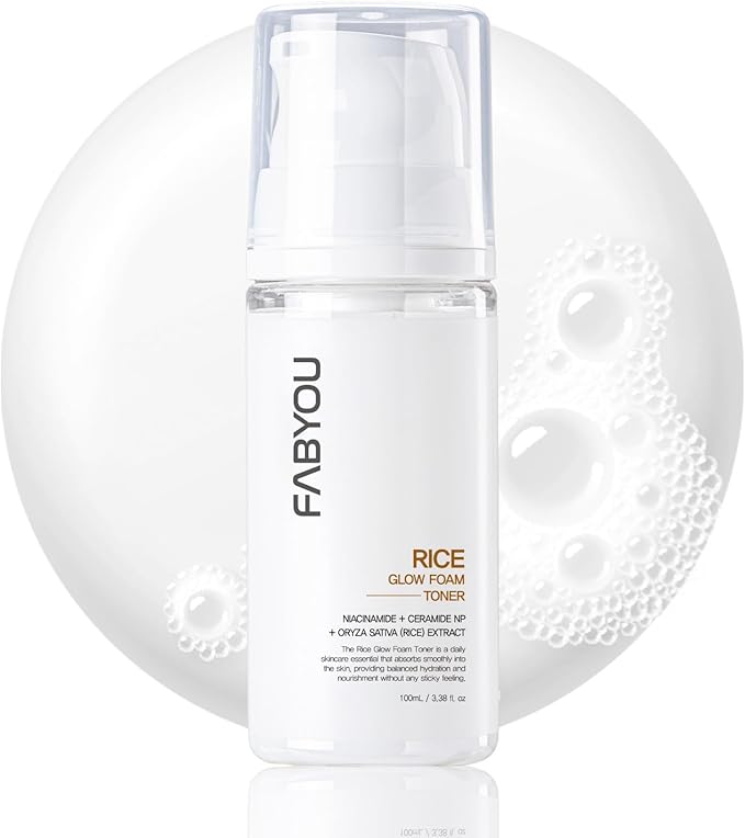 FABYOU Rice Glow Bubble Toner 3.38 fl oz - Hydrating Milky Toner for Sensitive and Dry Skin, with Niacinamide and Rice Extract to Support Radiant Skin, Easy-to-Carry Size for Daily Korean Skincare Routine Korean face wash