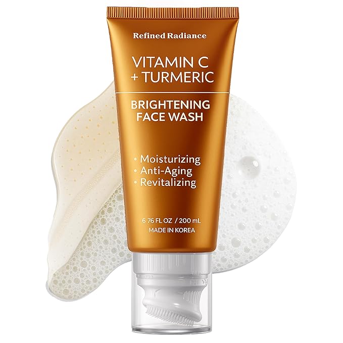 Refined Radiance Vitamin C & Turmeric Face Wash – Dermatologist Tested, Anti-Aging, Korean Skin Care – Evens Skin Tone, Reduces Dark Spots, Boosts Radiance – Clean Vegan Beauty – 200 ML Water Cleanser