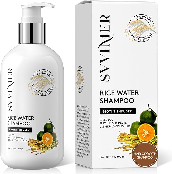 Svvimer Svvimer Rice Water Hair Growth Shampoo - Biotin Thickening Shampoo for Hair Loss and Thinning - Sulfate Free for Women and Men 10 Fl Oz (Pack of 1) skincare