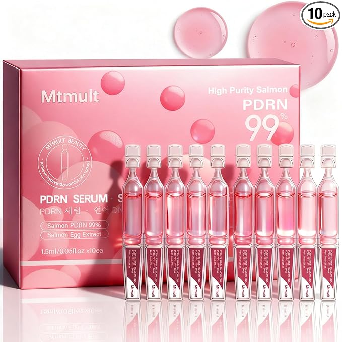 Mtmult Mtmult Salmon PDRN Serum, Salmon DNA for Face, PDRN Serum - Intense Firming, Repairing, Moisturizing with Collagen, Glutathione, Hyaluronic Acid, 0.05 fl.oz x 10 Serum
