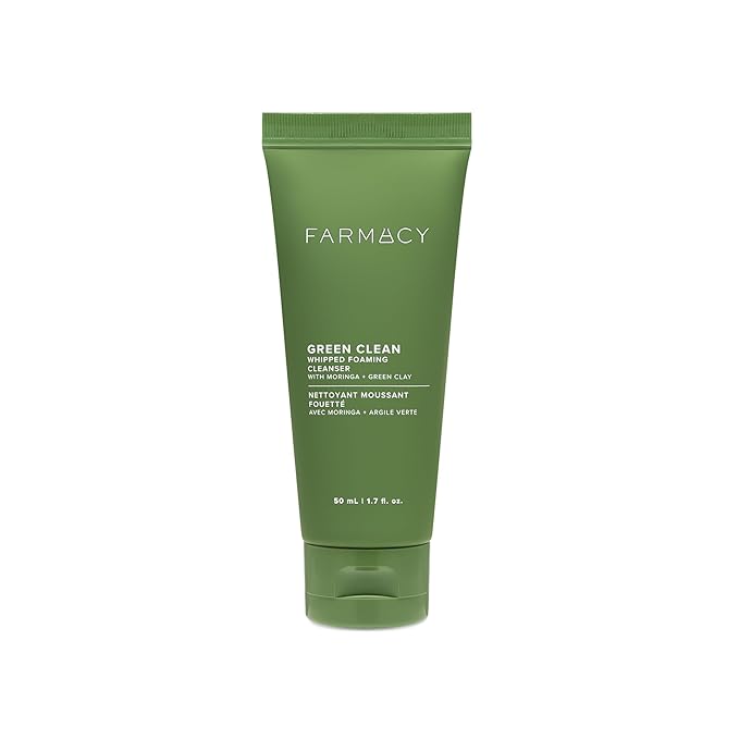 Farmacy Farmacy Foaming Face Wash for Oily Skin - Whipped Greens Oil-Free Gentle Facial Cleanser & Exfoliator - Infused with Green Clay to Remove Impurities, Control Oil & Maintain Skin Hydration (50ml) Exfoliator