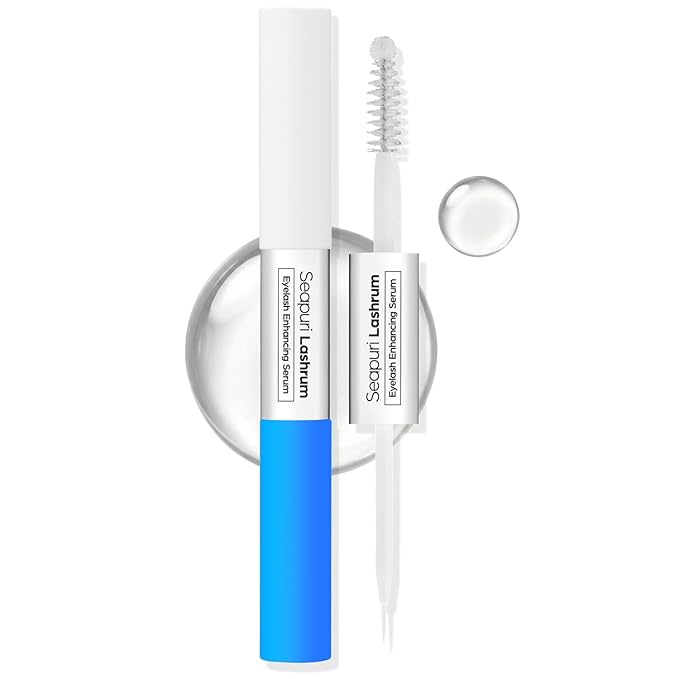 Seapuri Lashrum Eyelash Enhancing Serum | Lash Growth Serum with Caffeine, Peptide & Biotin | for Longer, Fuller Lashes | Dual Brush for Precise & Full Application | Non-Irritating, Daily Use Serum