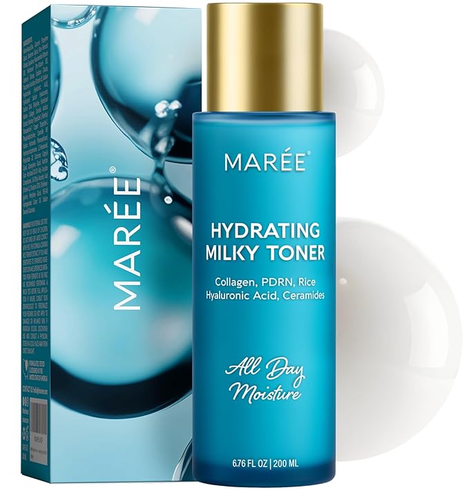 MAREE MAREE Hydrating Milky Toner for Face - Rice Toner with Niacinamide & Collagen - Skin Barrier Repair Hydrating Toners for Face - Milk Toners Essence - PDRN, Hyaluronic Acid, Ceramides - Tonico Facial Korean face wash