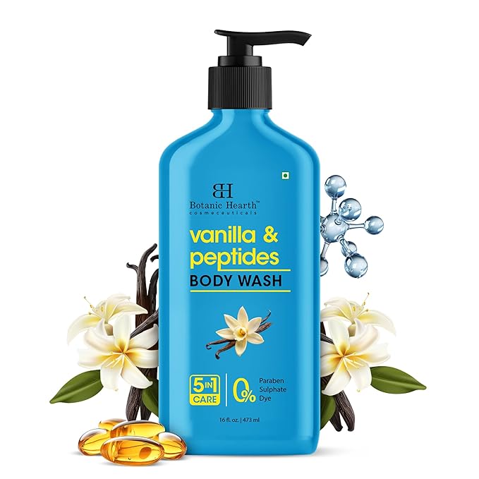 Botanic Hearth Botanic Hearth Vanilla Body Wash – Hydrating 5-in-1 Shower Gel with Warm Vanilla Aroma, Gentle Daily Cleanser for All Skin Types, Sulfate & Paraben Free – 16 fl oz Korean face wash