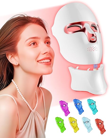 FOLOKE Red Light Therapy for Face - LED Light Therapy Mask Skin Care, Cordless LED Face & Neck Mask with Red & Infrared Lights Wavelength, USB C Rechargeable for Home Use, Working, Travel, Yoga skincare