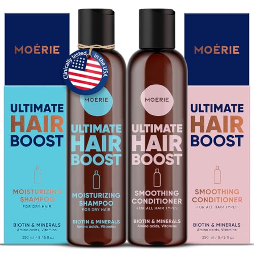 Moerie Moerie Ultimate Hair Growth Shampoo & Conditioner Set – Longer, Thicker, Fuller Hair – Vegan, Volumizing, Paraben & Silicone Free – Moisturizing for All Hair Types – 2 x 8.45 fl oz (250ml) Moisturiser