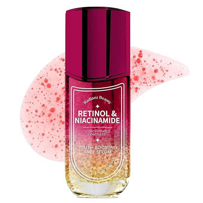 Radiant Beauty Retinol Serum for Face with Niacinamide – Dermatologist Tested, Anti-Aging, Korean Skin Care – Smooths Texture, Reduces Redness, Calms Sensitivity – Clean Vegan Formula – 1.69 fl oz Serum