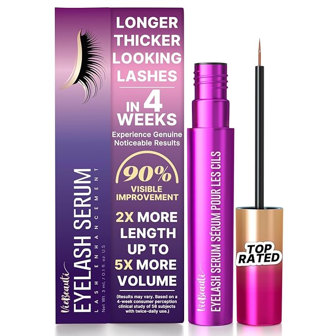 VieBeauti VieBeauti Lash Serum for Eyelash Growth: Eyelash Growth Serum with Advanced Formula to Boost Longer Fuller and Thicker Looking Lashes - Vegan & Cruelty-Free for Sensitive Eyes 3mL Serum