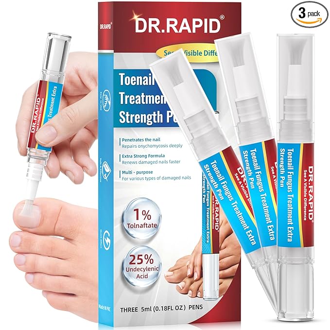 DR.RAPID Toenail Fungus Treatment Extra Strength - DR.RAPID Toenail Fungus Treatment Pen with 25% Undecylenic Acid & Tolnaftate, Ideal for Fungus Treatment for Damaged Nails & Fingernails 5ml/0.18FLOZ 3Pcs skincare