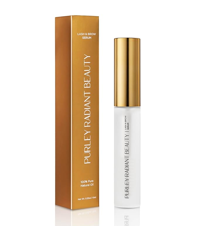 Purely Radiant Beauty Eyelash Growth Serum – Prostaglandin-Free Lash & Brow Enhancer for Longer, Thicker Lashes – Vegan, Cruelty-Free, Castor Oil Based – Natural Lash Serum for Growth Serum