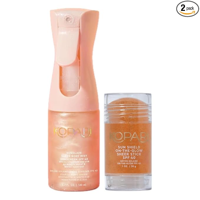Kopari Kopari Rose Gold Sunglaze Sheer Body Mist Sunscreen SPF 42 & Sun Shield On-The-Glow Sheer Sunscreen Stick SPF 40 Sunscreen