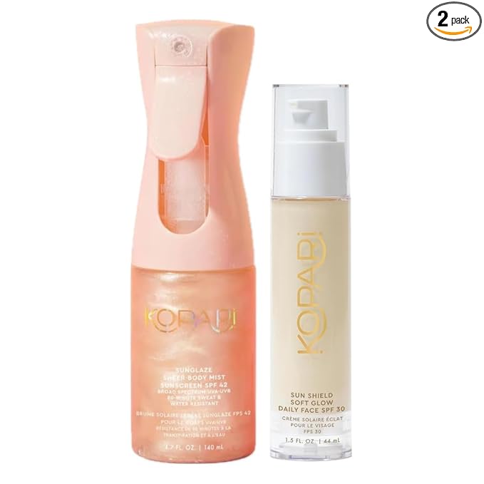 Kopari Kopari Rose Gold Sunglaze Sheer Body Mist Sunscreen SPF 42 & Sun Shield Soft Glow Daily Face SPF 30 Sunscreen