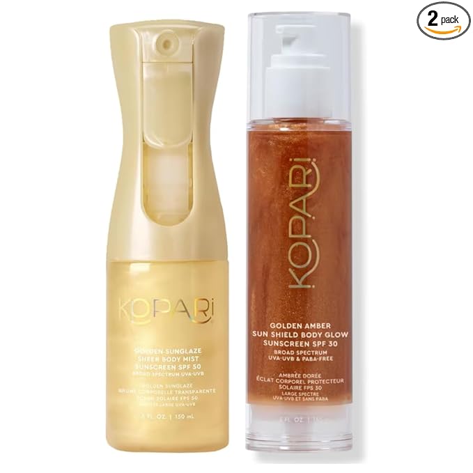 Kopari Kopari Golden Sunglaze Sheer Body Mist Sunscreen SPF 50 & Sun Shield Body Glow Broad Spectrum SPF 30 In Golden Amber Sunscreen