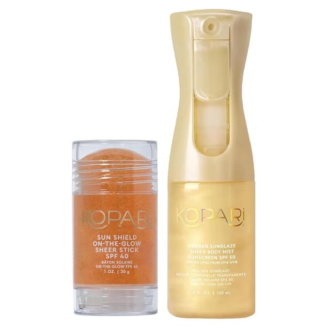 Kopari Kopari Sun Shield On-The-Glow Sheer Sunscreen Stick SPF 40 & Golden Sunglaze Sheer Body Mist Sunscreen SPF 50 Sunscreen