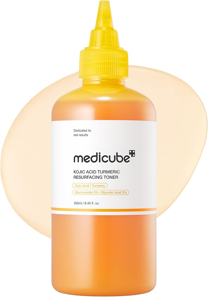 medicube medicube Kojic Acid Turmeric Smoothing Toner for Face & Body | Lightweight Toner for Balancing Uneven Skin Tone & Texture | Niacinamide, Glycolic Acid for Clear Glass Skin | 8.45 fl.oz Korean Toner