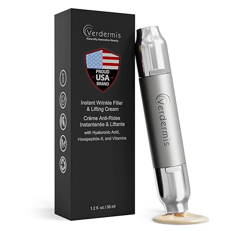 VERDERMIS Instant Wrinkle Filler for Face, Lifting Cream for Eye and Face, Lift and Tightening Non-Invasive with Hyaluronic Acid, 24k Gold, Peptides and Vitamins for Youthful Appearance, 1.2 fl oz Moisturiser