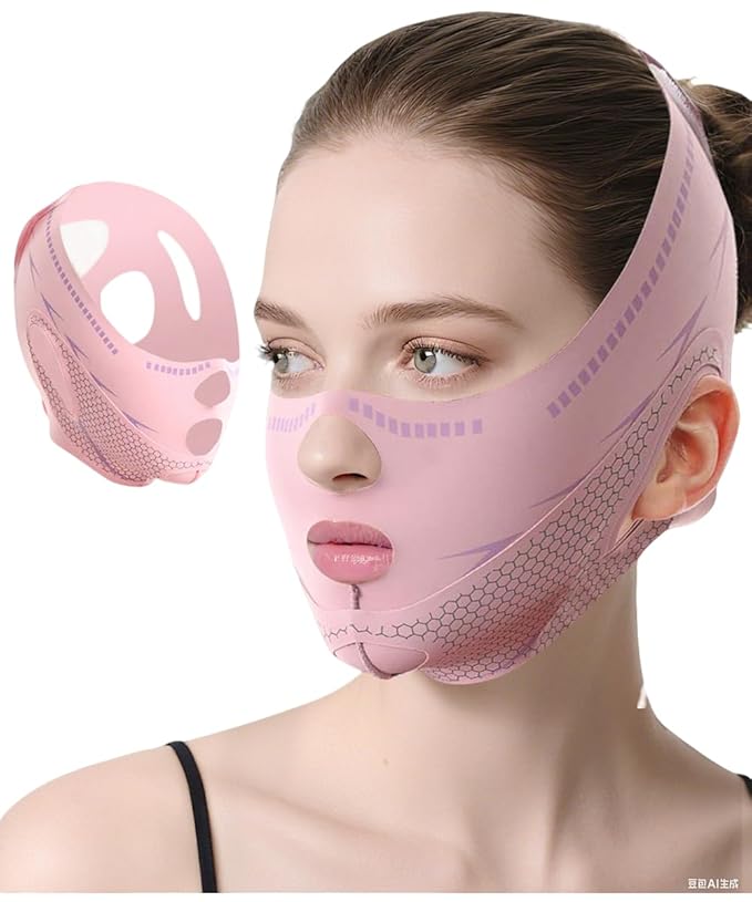 BIHEVN V Line Chin Lifting Mask, Double Chin Reducer Chin Strap for Sleeping, Face Lift Mask for Face Sagging, Jawline Shaper Face Lifting Wrap skincare