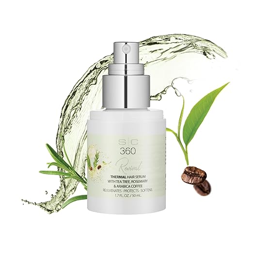 StyleCraft SC360 Revival Thermal Hair Serum - Lighweight Frizz Control - Heat Protection & Shine - Tea Tree, Rosemary, Arabica Coffee, Vegan, Paraben-Free 1.7 oz Serum