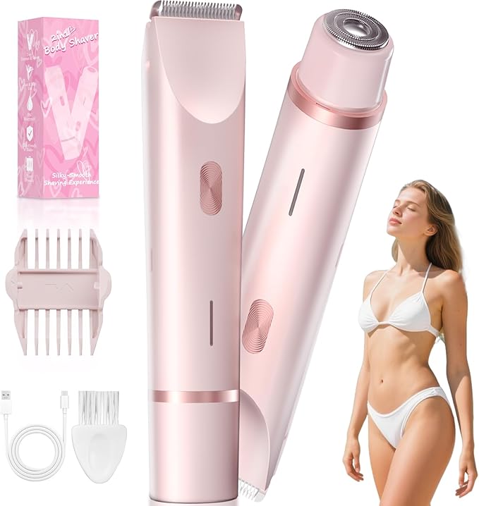 Fanovae Bikini Trimmer Electric Razors for Women, Personal Shaver for Pubic Hair, Bikini Line, Legs, Underarms & Face, USB-C Rechargeable, Gentle on Sensitive Skin, Rinsable, Gift, Petal Pink skincare