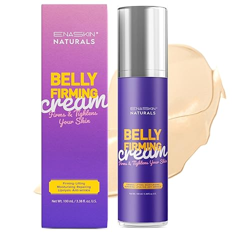Enaskin Naturals Belly Firming Cream: B Flat Skin Tightening Cream , Cellulite & Stretch Mark Reduction & Tummy Hips Cream & Body Firming for Stomach & Thighs & Arms – 3.38 Fl Oz Moisturiser