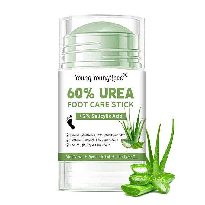 YOUNGYOUNGLOVE 60% Urea with 2% Salicylic Acid Foot Hand Care Stick with Aloe Vera & Tea Tree - Urea Cream for Dry Cracked Feet Hands Heels Elbows Knees, Provides Deep Hydration and Softens Dead Skin, 1.41 oz Moisturiser