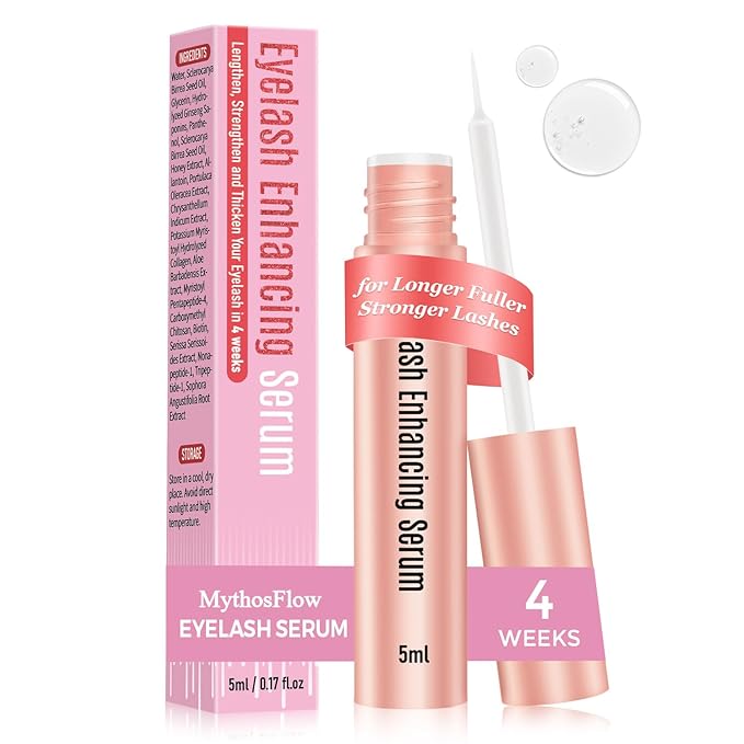 MythosFlow Eyelash Growth Serum – Lash Serum with Peptides & Biotin & Plant Extracts, Nourishing Lash & Brow Enhancing Growth for Longer, Fuller, Stronger - 5 Month Supply (5ML) Serum
