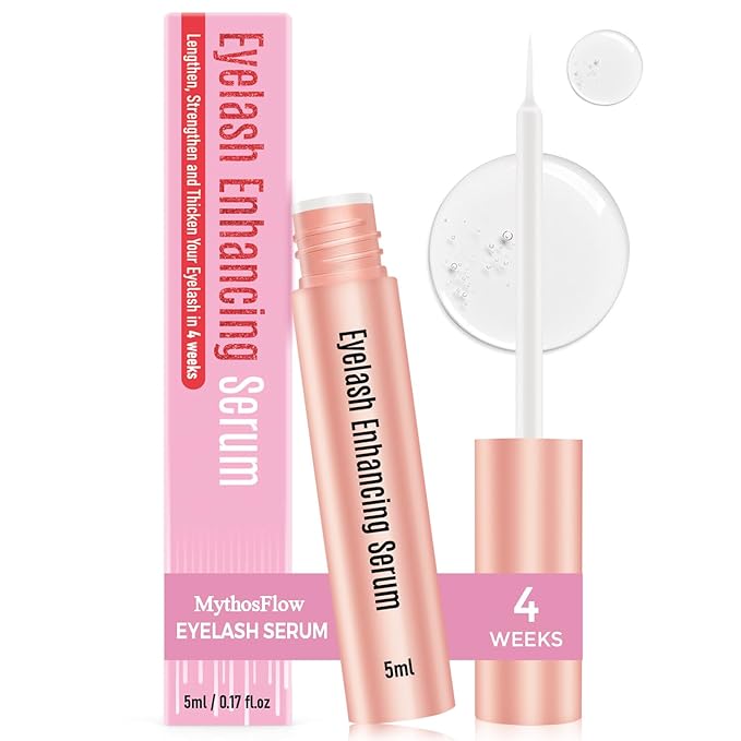 MythosFlow Lash Serum with Biotin, Peptides & Plant Extracts Nourishing Eyelash Growth Serum for Strengthens Roots, Reduces Lash Breakage, Fuller Look, for Sensitive Eyes, 5ml Serum