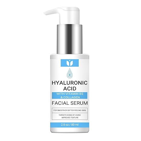 MOC LINK Hyaluronic Acid Serum for Face with Collagen & Vitamin B5, Hydrating, Plumping, Anti-Aging for Wrinkles & Fine Lines, Locks in Moisture, for All Skin Types, Hylunaric Acid Face Serum 2.8 oz Serum