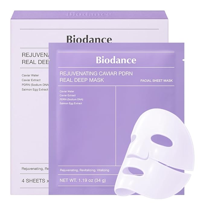 BIODANCE BIODANCE Rejuvenating Caviar PDRN Real Deep Mask, Overnight Hydrogel Face Mask, Skin Firming, Radiance, Enhancing Skin Recovery, Korean Skin Care | 1.19oz(34g) x 4ea skincare