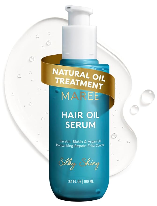 MAREE MAREE Hair Oil for Frizzy Hair with Argan Oil, Keratin & Biotin – Hair Serum for Dry and Curly Hair Gloss – Frizz Control Hair Care Products for Women – Aceite Para el Cabello – Keratin Hair Treatment Korean face wash